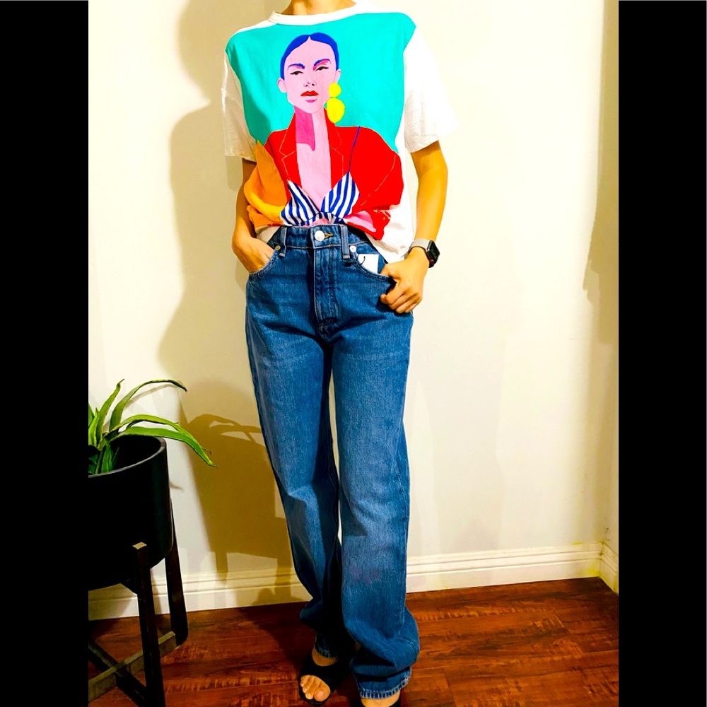 Zara high rise Straight leg full length jean. Size 6